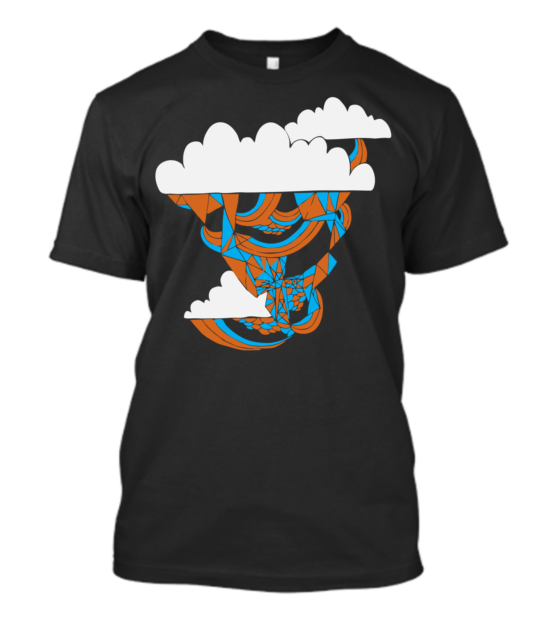Prismism Geometric Clouds With Orange And Blue Abstract T-Shirt