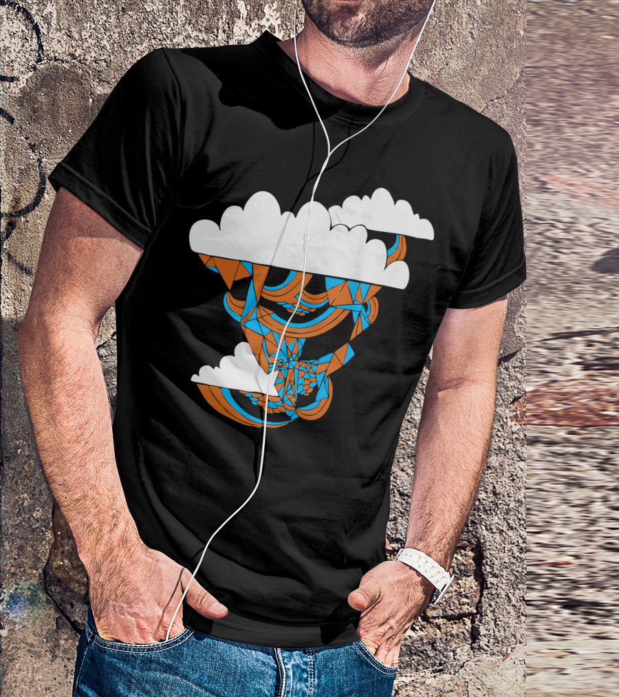 Prismism Geometric Clouds With Orange And Blue Abstract T-Shirt