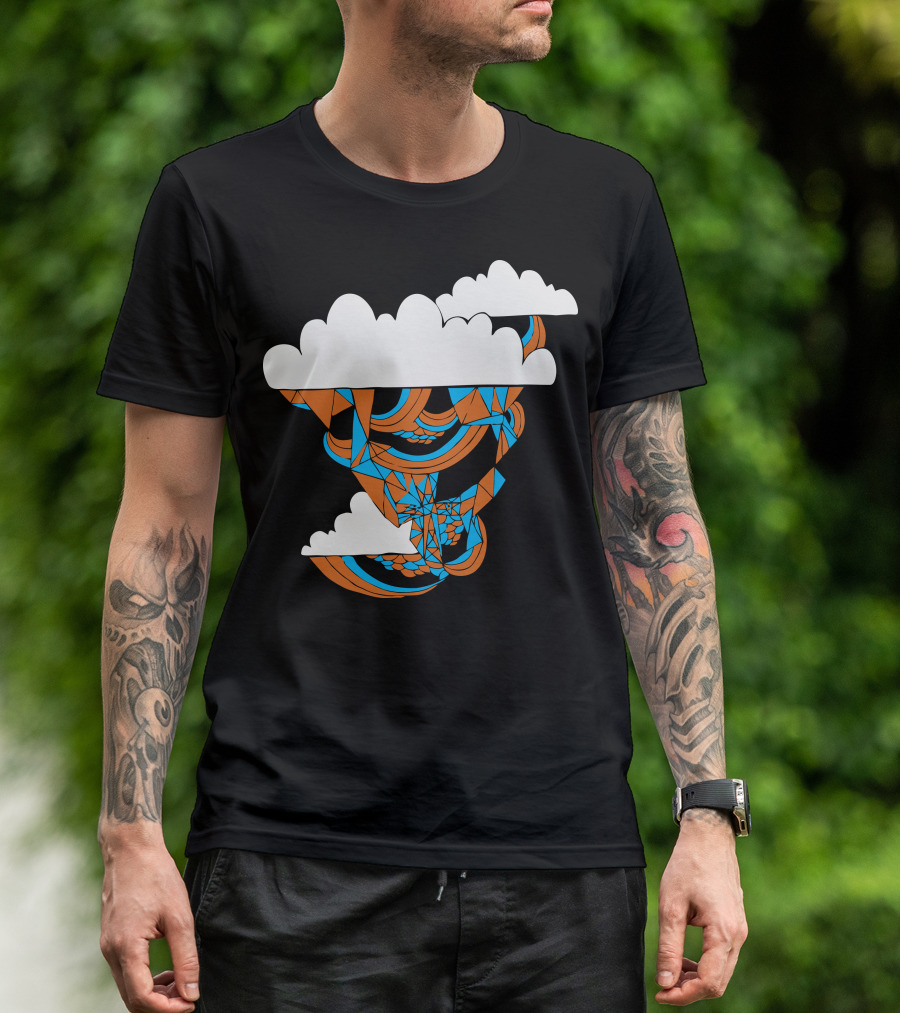Prismism Geometric Clouds With Orange And Blue Abstract T-Shirt