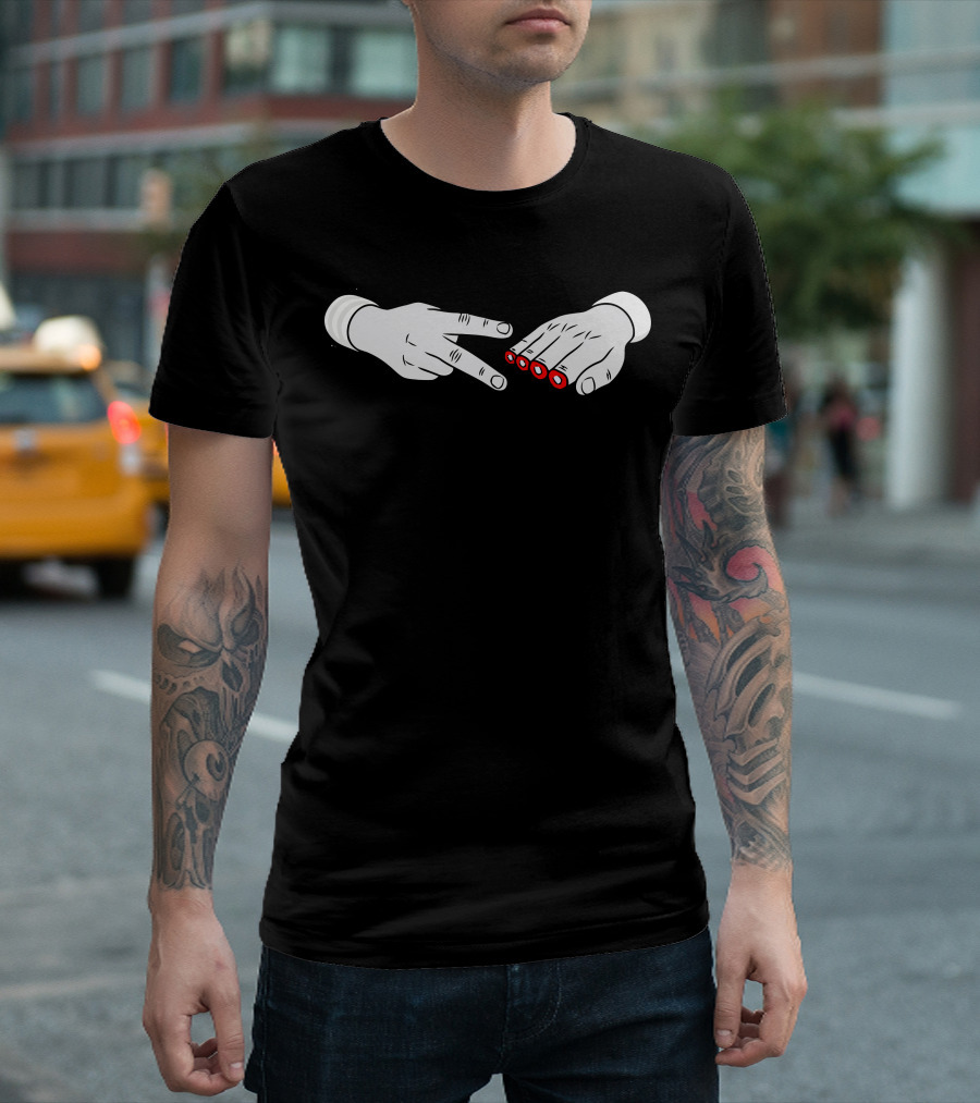 Sharpened Rock Paper Scissors Duel with Red Pencil Fingers T-Shirt