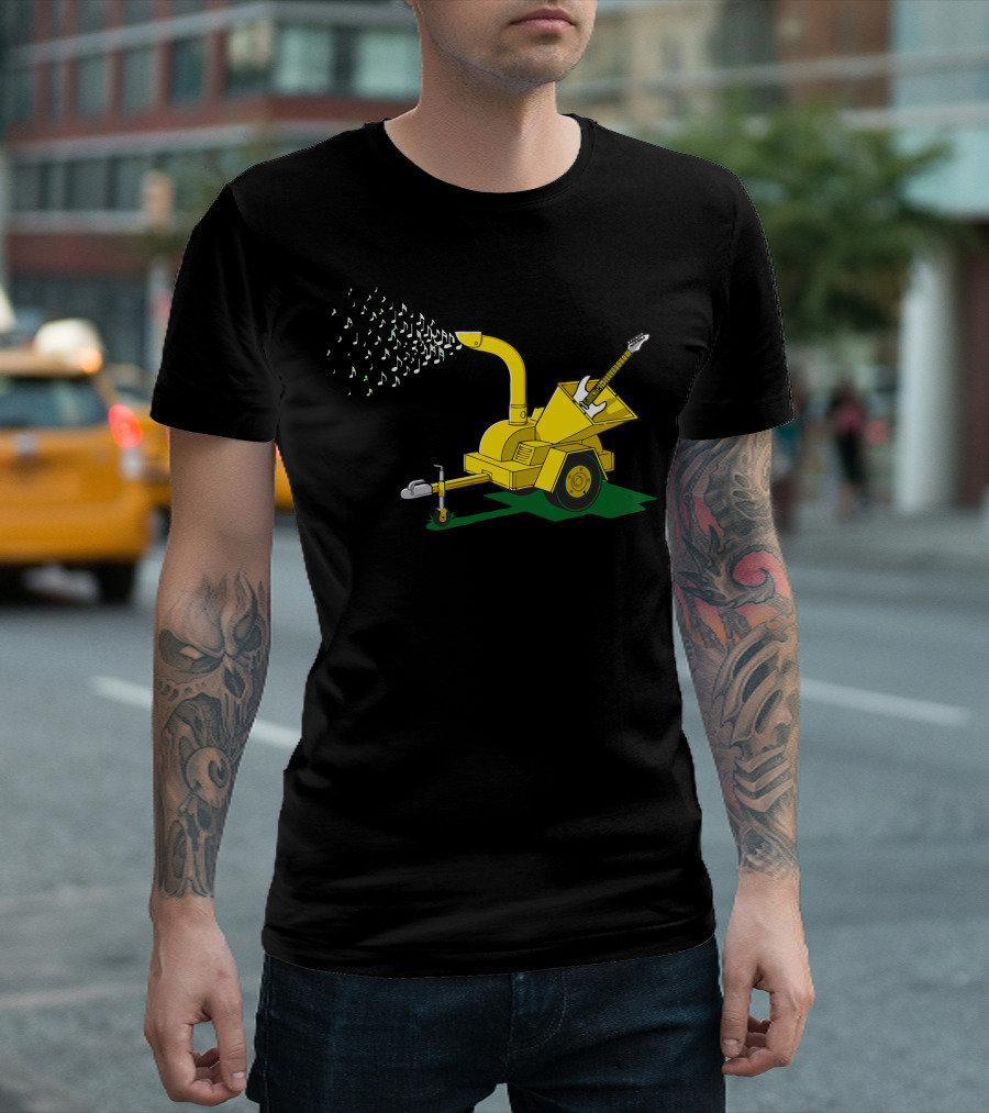 Shredding Guitar into Musical Notes with Wood Chipper T-Shirt