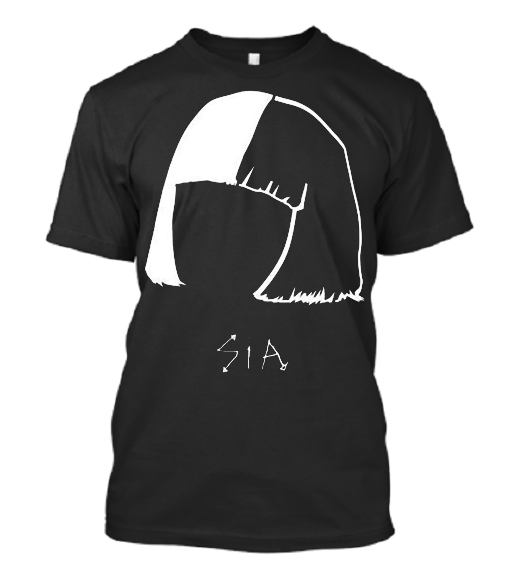 Sia Iconic Half-Black Half-White Bob Hair Enigma T-Shirt