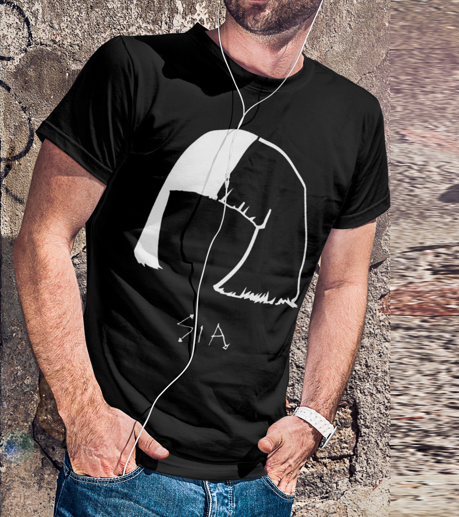 Sia Iconic Half-Black Half-White Bob Hair Enigma T-Shirt