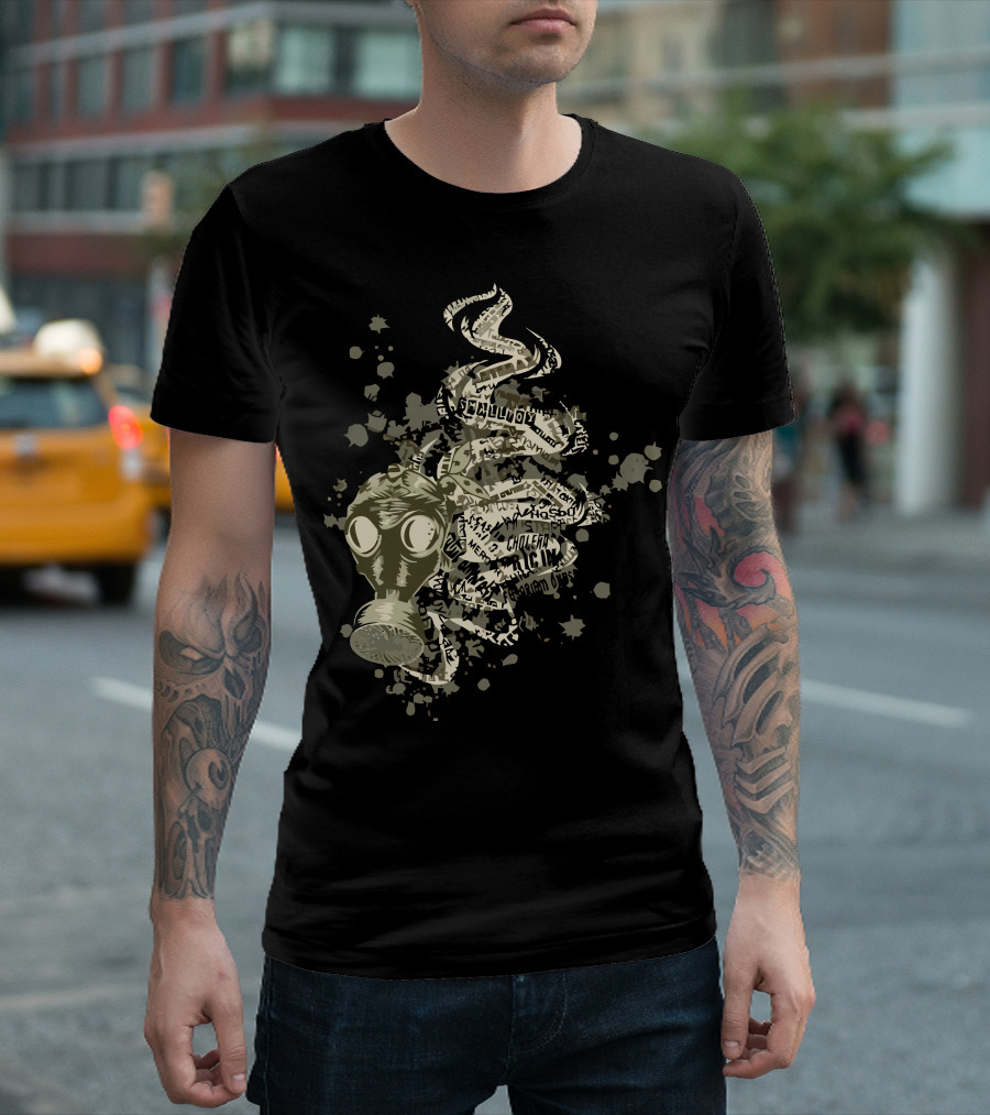 Sigh Of Relief Gas Mask Typography Cloud T-Shirt