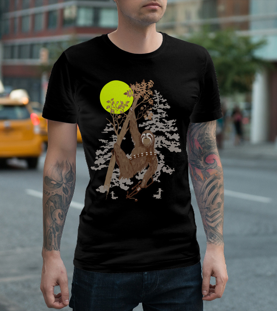 Sloth Wars Cosmic Adventure In The Forest Moonlight T-Shirt
