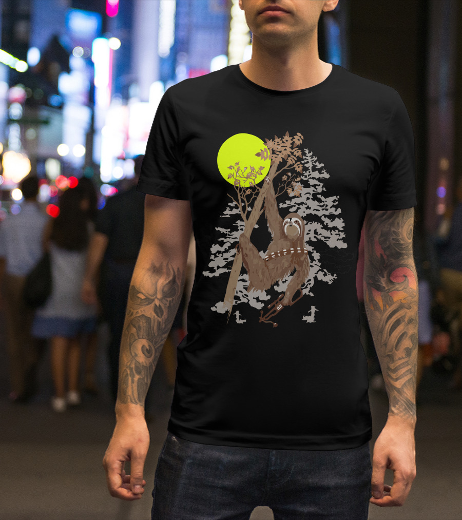 Sloth Wars Cosmic Adventure In The Forest Moonlight T-Shirt