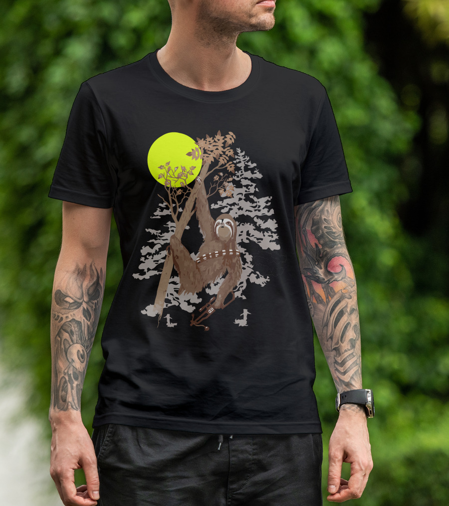 Sloth Wars Cosmic Adventure In The Forest Moonlight T-Shirt