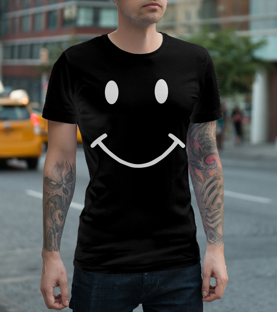 Smiley Face Black Background Classic T-Shirt