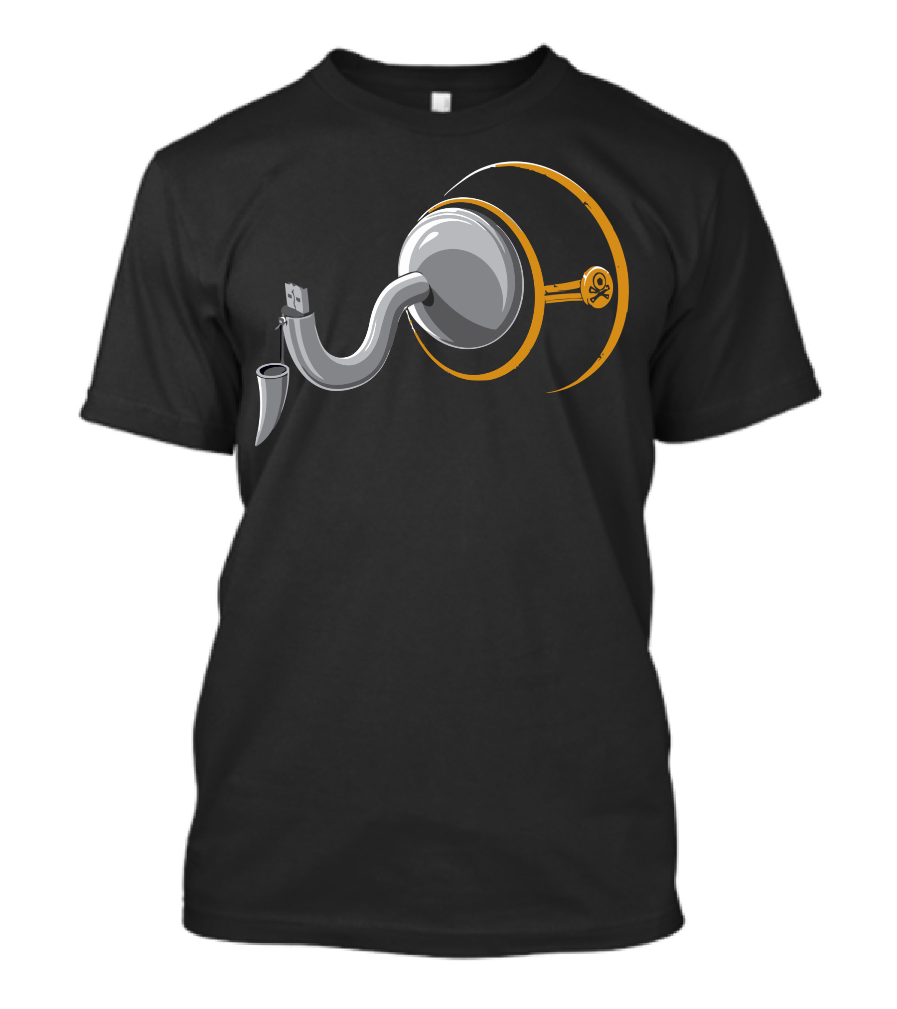 Software Pirate Headphone Hook With Skull Emblem T-Shirt