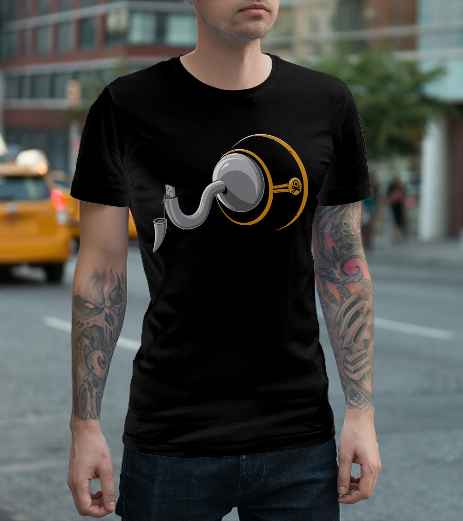Software Pirate Headphone Hook With Skull Emblem T-Shirt