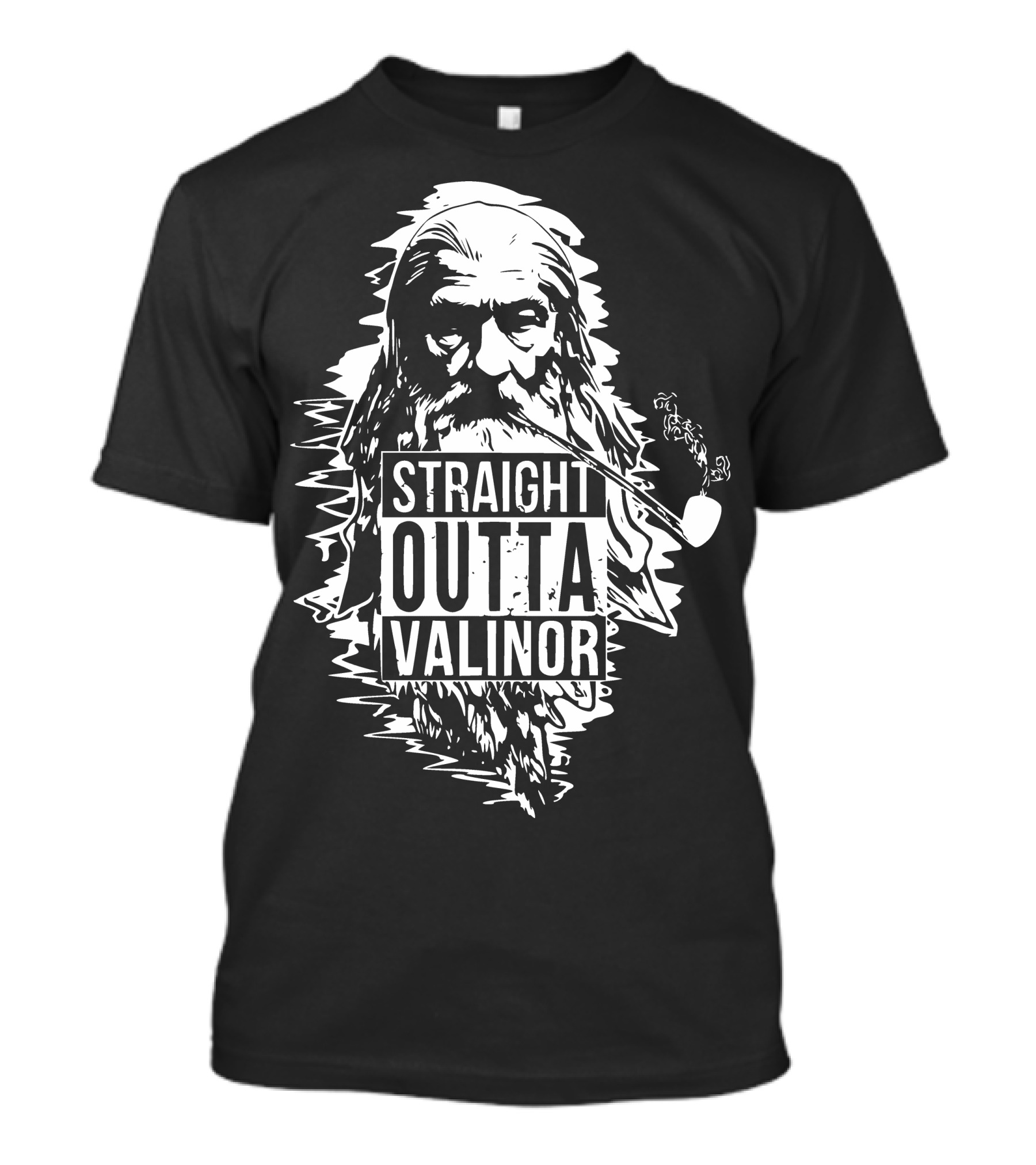 Straight Outta Valinor Gandalf Pipe Smoking Middle Earth T-Shirt