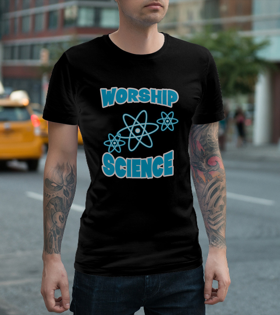 Worship Science Atheist Anti Religion Atomic Symbols T-Shirt