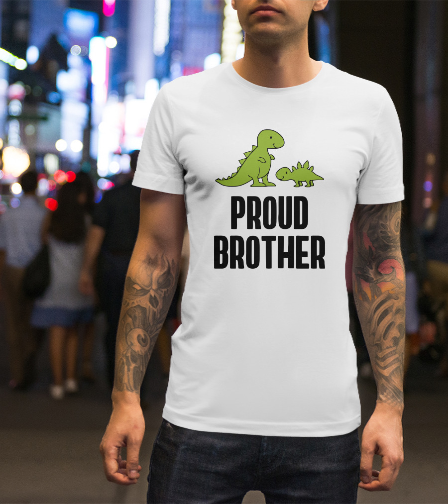 Proud Brother Dinosaurs Green Cartoon Duo T-Shirt