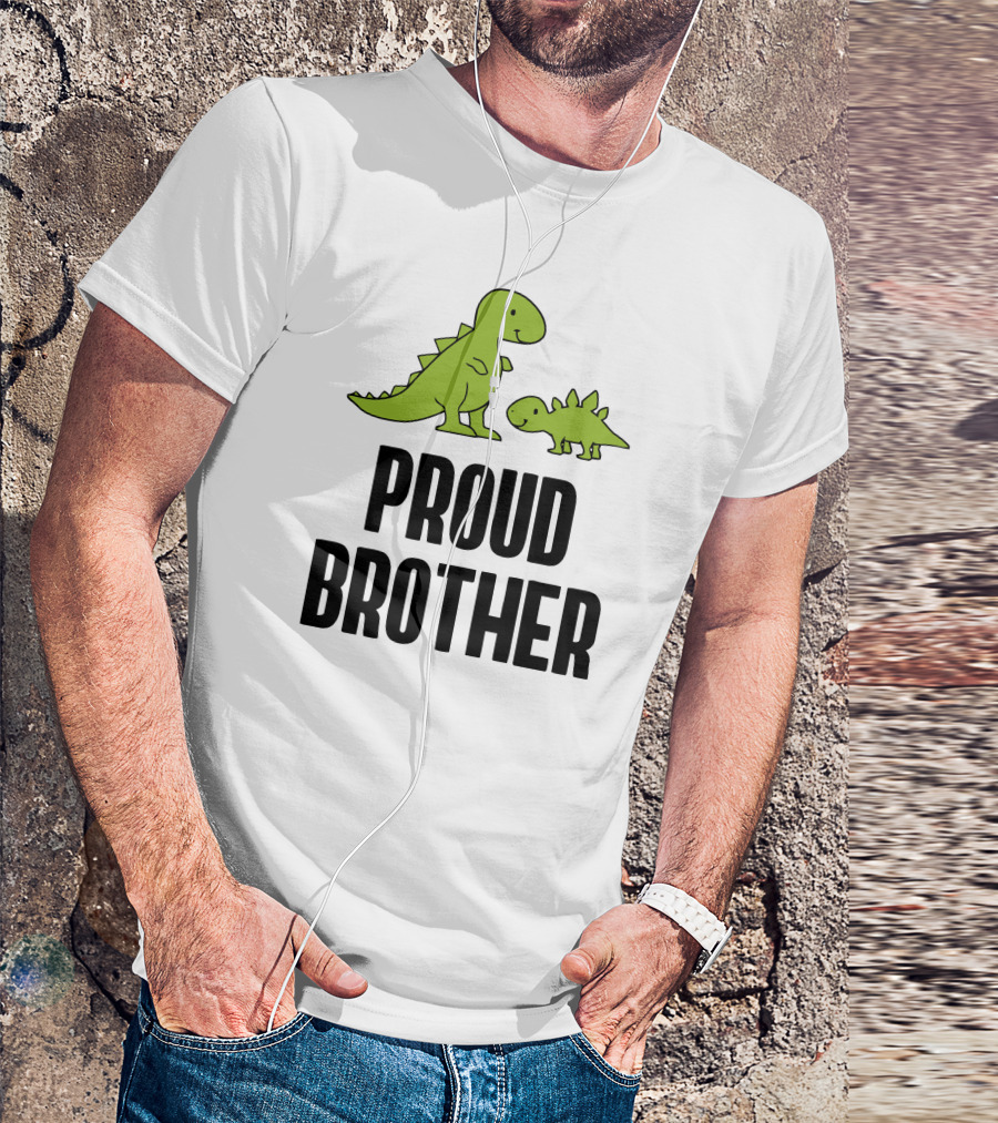 Proud Brother Dinosaurs Green Cartoon Duo T-Shirt