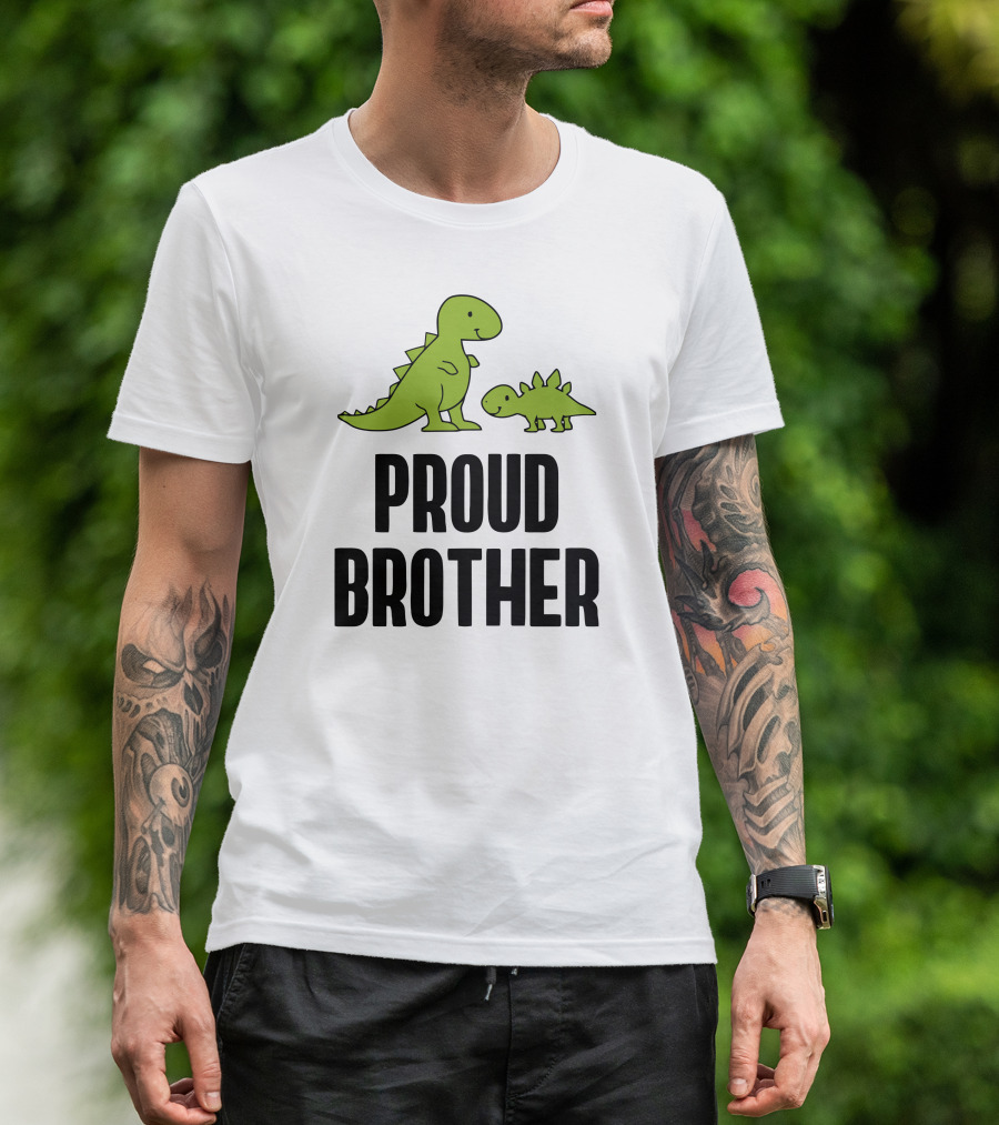 Proud Brother Dinosaurs Green Cartoon Duo T-Shirt
