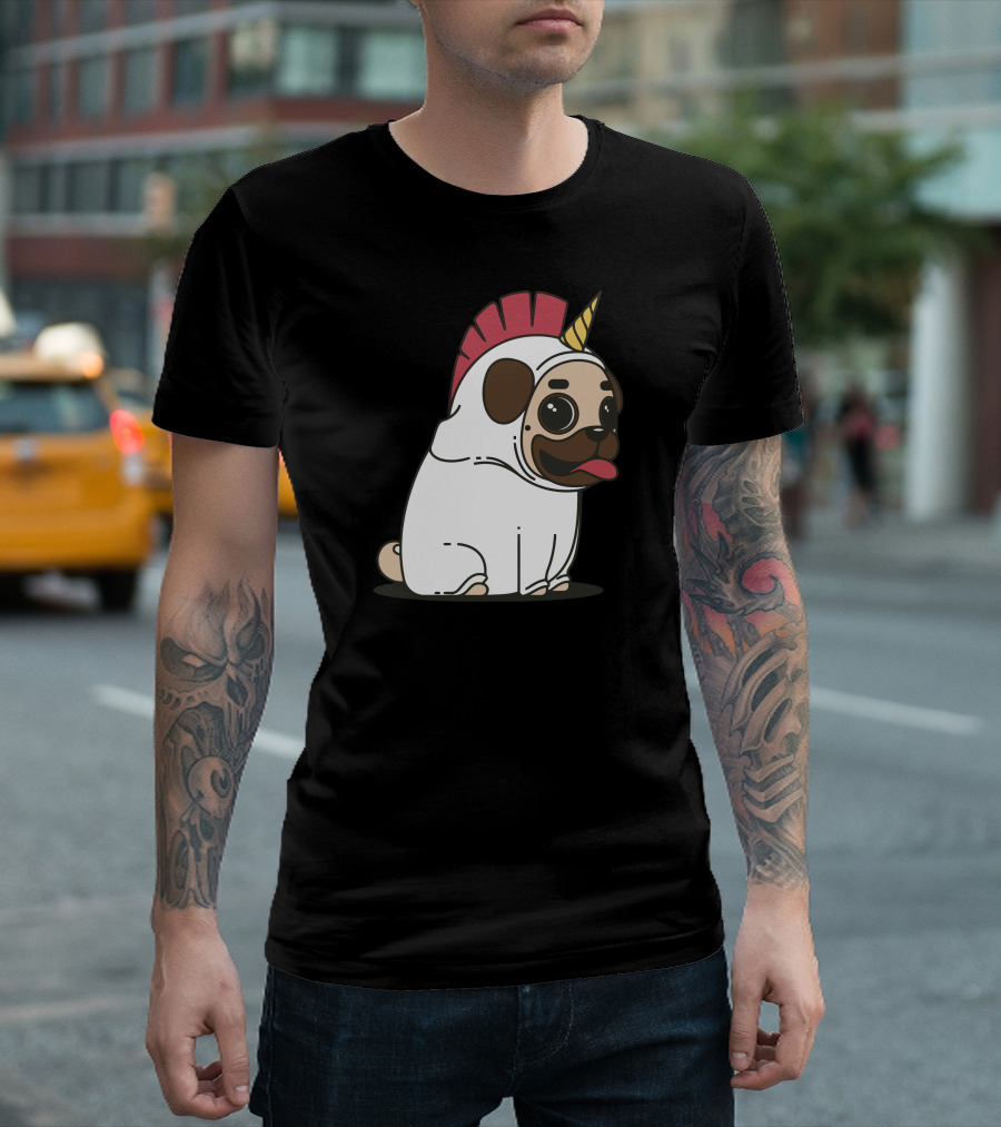 Pugcorn Unicorn Costume Fantasy Pug Dog T-Shirt