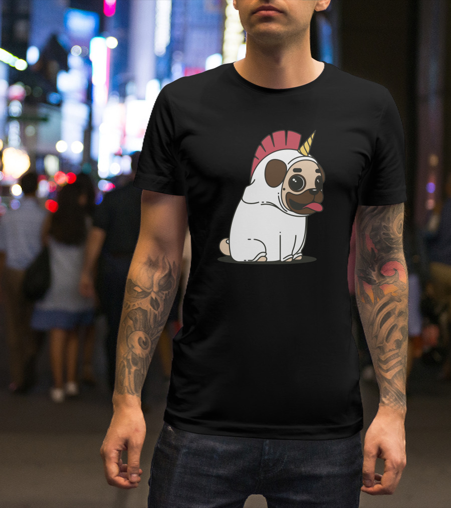Pugcorn Unicorn Costume Fantasy Pug Dog T-Shirt