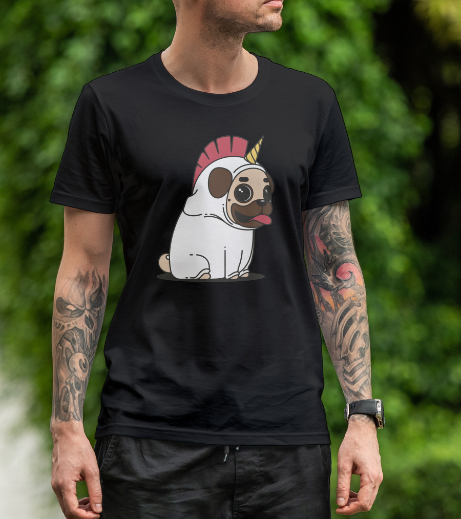 Pugcorn Unicorn Costume Fantasy Pug Dog T-Shirt