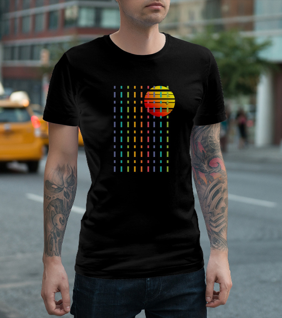 Rainbow Sunset Stripe Pattern with Colorful Horizon Sky T-Shirt