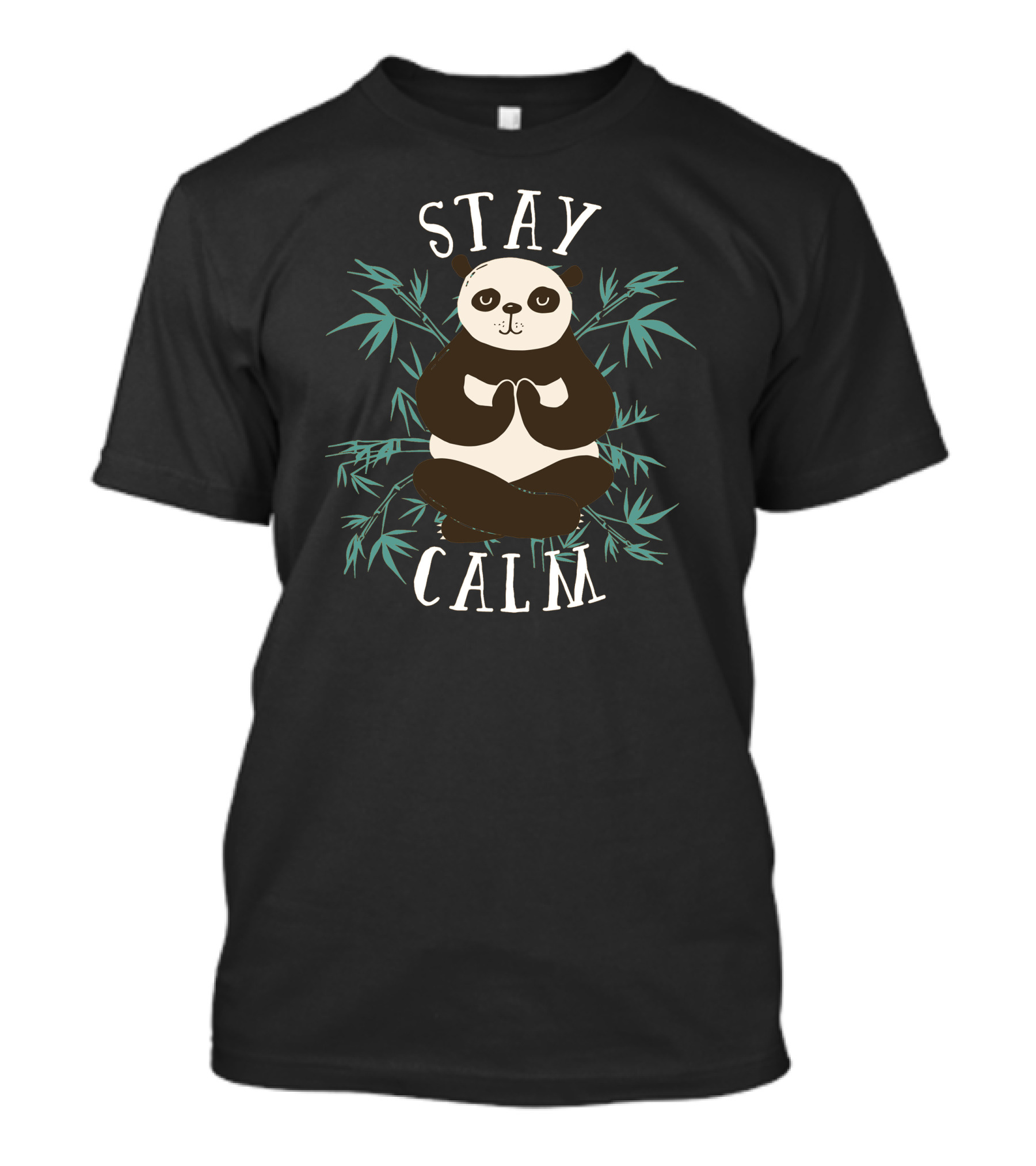 Stay Calm Panda Meditating With Bamboo T-Shirt