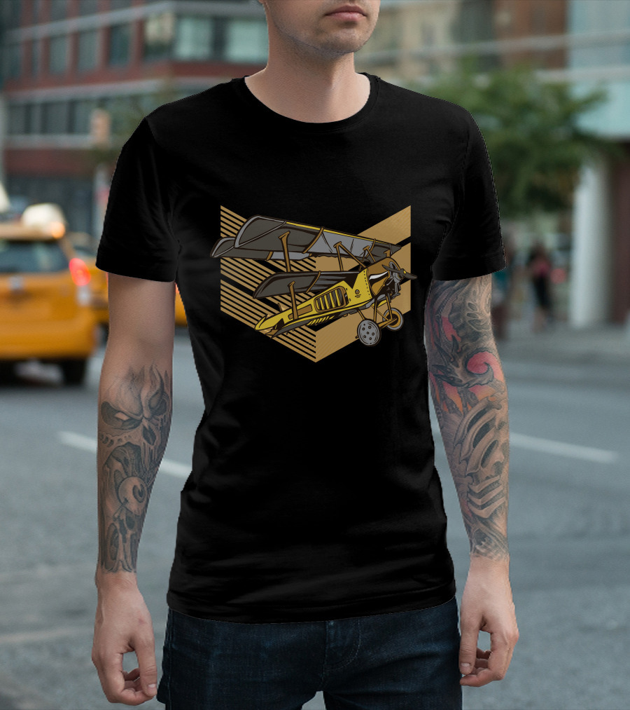 Steampunk Biplane Vintage Aviation Vector T-Shirt