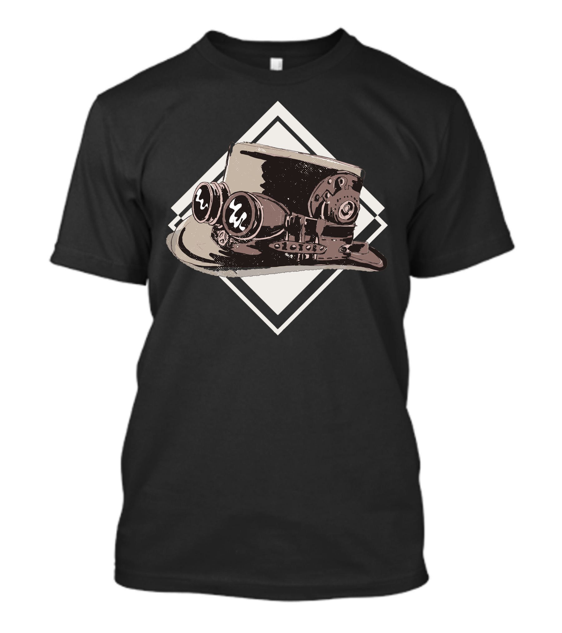 Steampunk Top Hat With Gears And Goggles Aesthetic T-Shirt