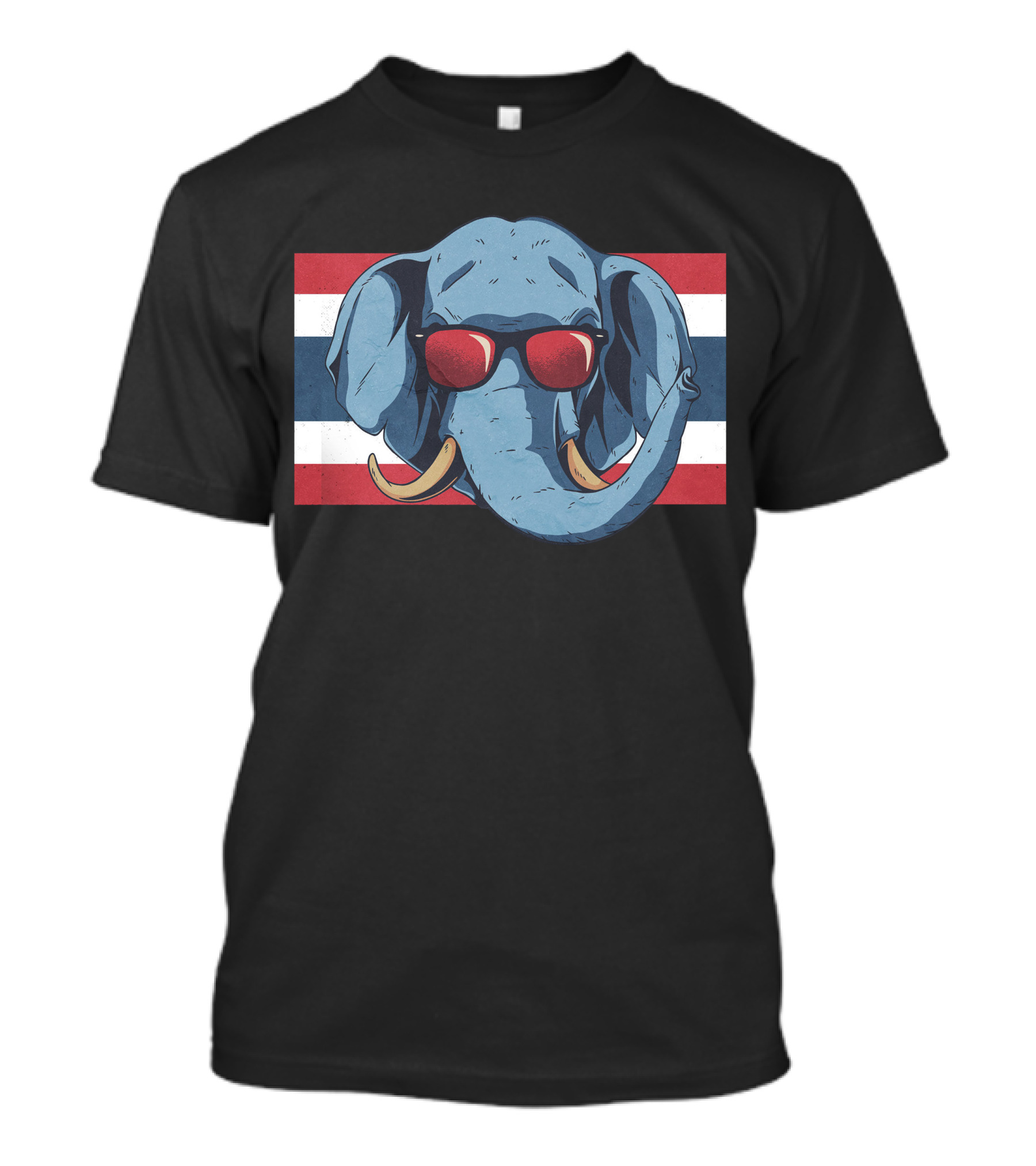 Thailand Elephant Wearing Sunglasses With Flag Background T-Shirt