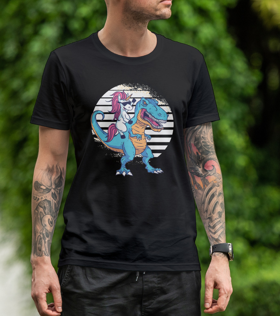 Unicorn Rex Riding Dinosaur T-Shirt