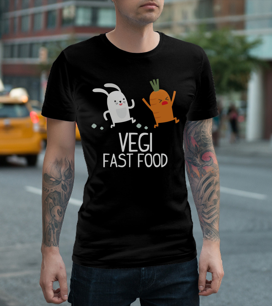 Vegi Fast Food Rabbit And Carrot Chase T-Shirt