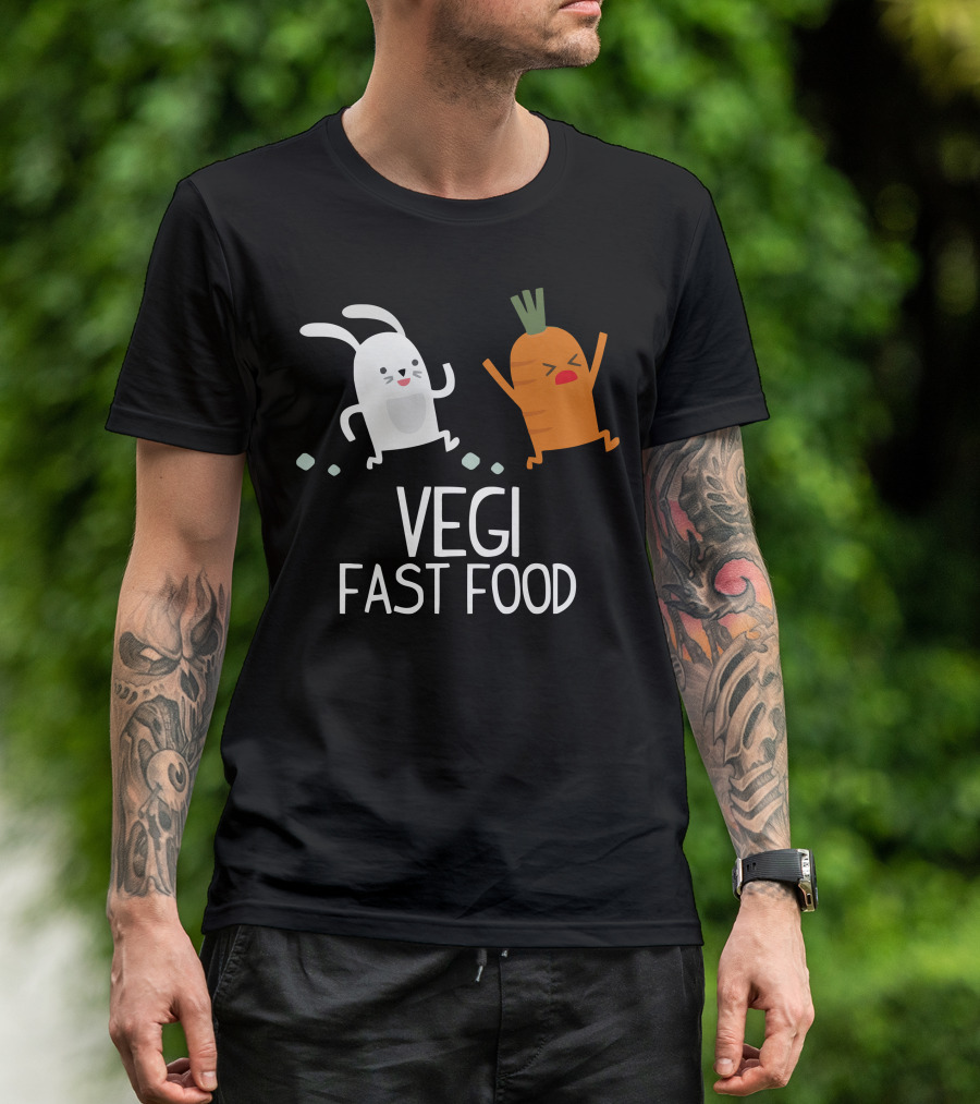 Vegi Fast Food Rabbit And Carrot Chase T-Shirt