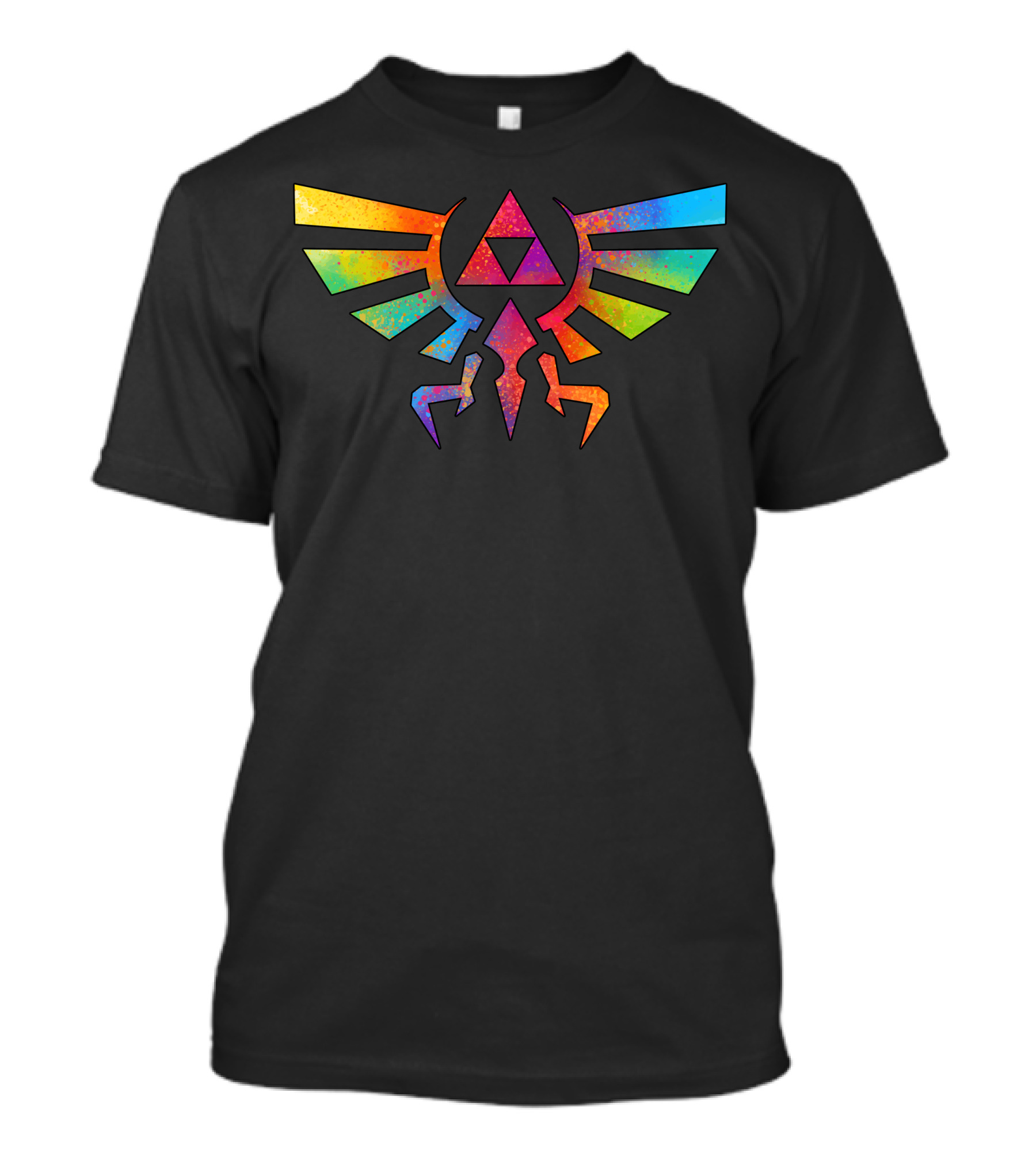 Watercolor Hylian Crest Triforce Symbol Rainbow T-Shirt