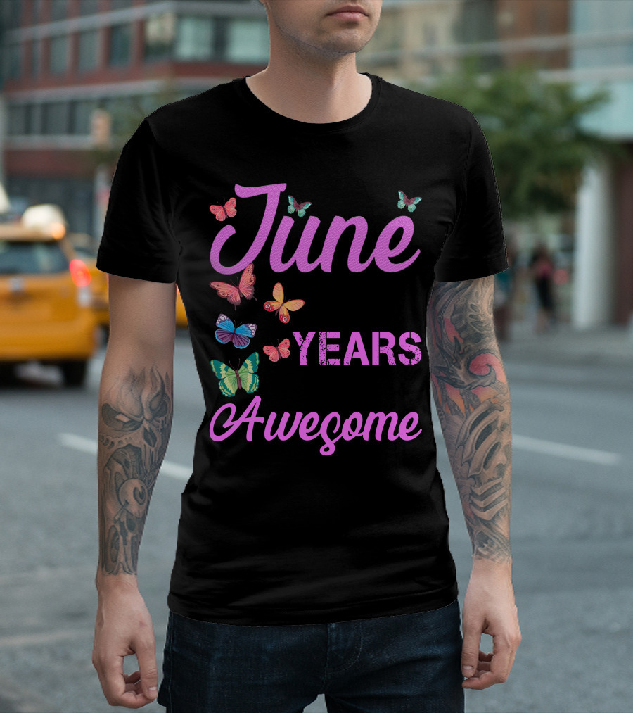 Made In June 1960 Years 60 Of Being Awesome Butterflies T-Shirt