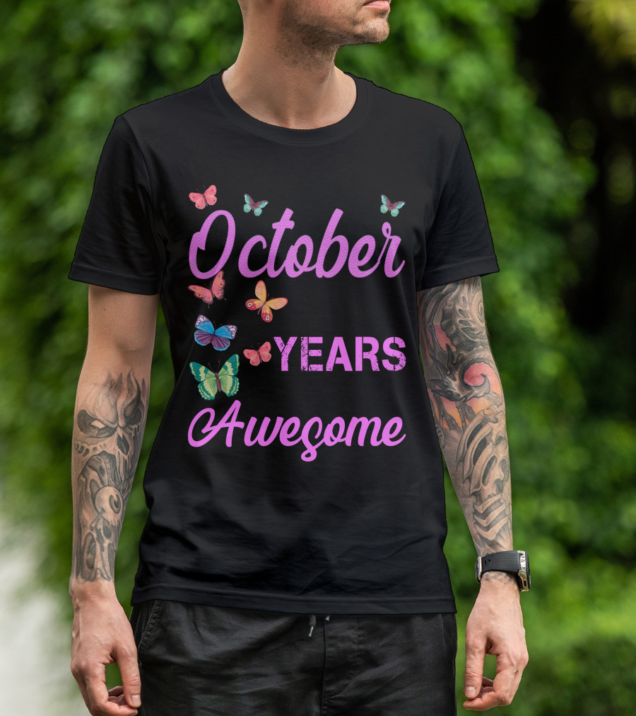 Made In October 1960 Years 60 Of Being Awesome Butterfly T-Shirt