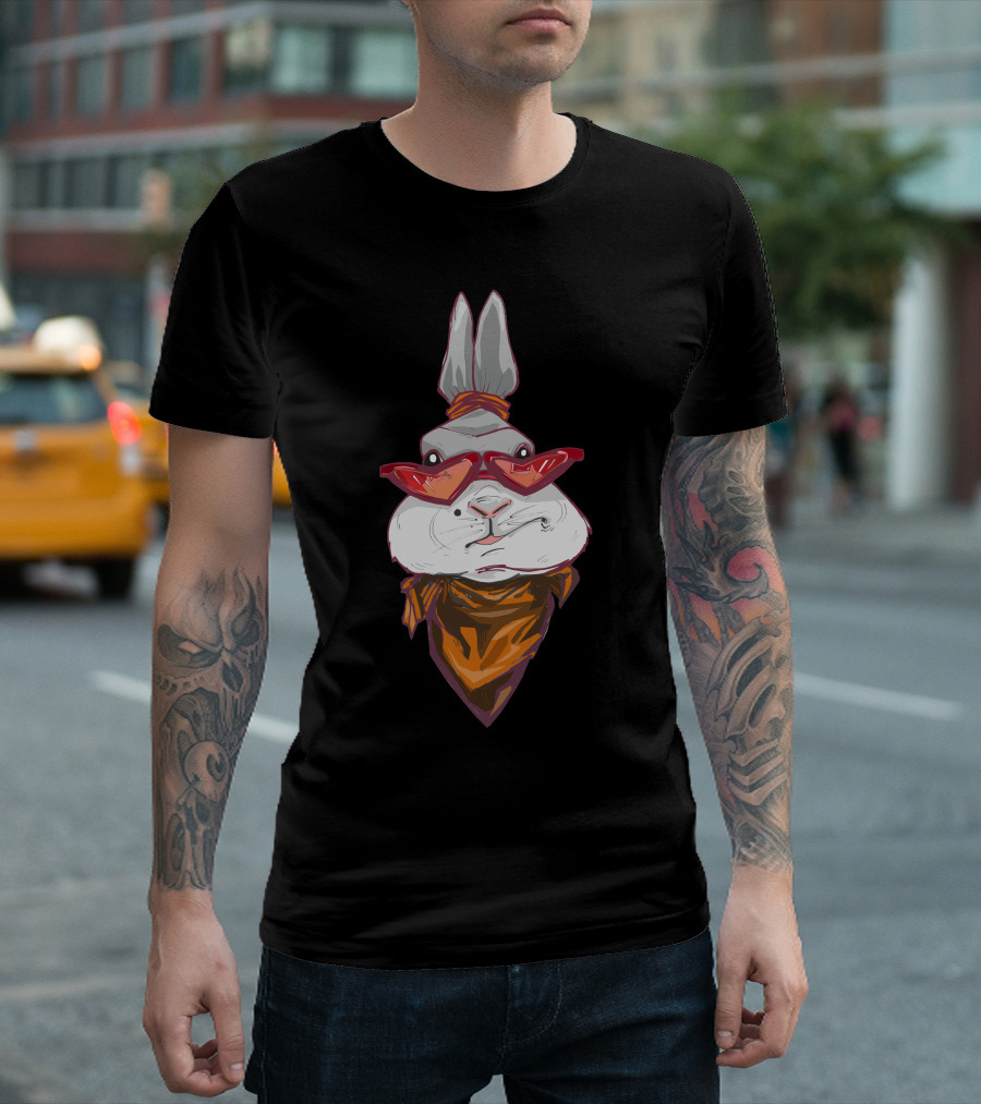 Ornate Bunny Bandana Style with Sunglasses T-Shirt