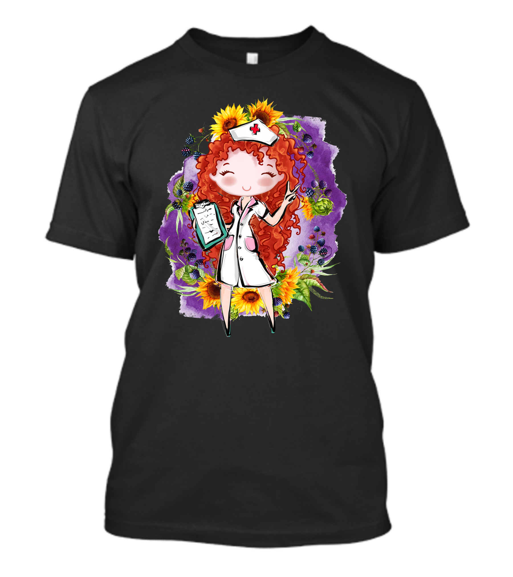 Redhead Nurse With Flowers Proud To Be A Nurse Baby Jumpsuit T-Shirt