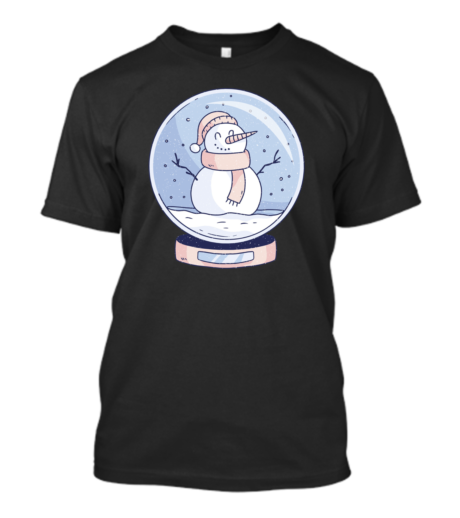 Winter Snowglobe With Happy Snowman Wearing Scarf And Hat T-Shirt