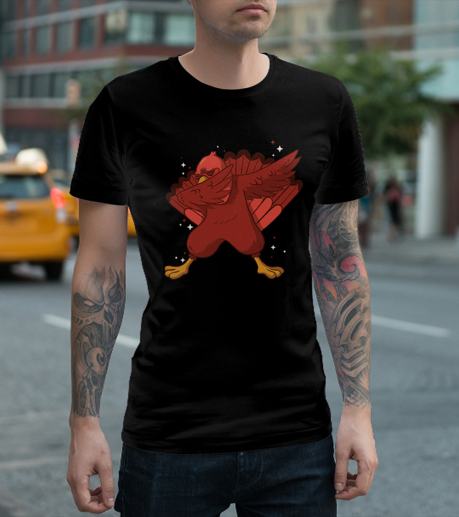 Turkey Dab Dance Pose Bird Thanksgiving Fun T-Shirt
