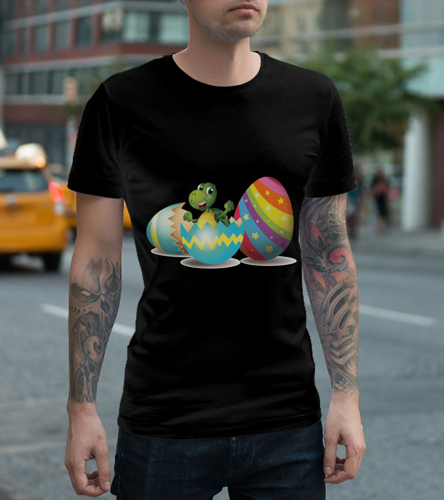 Turtle Hatching from Colorful Easter Eggs T-Shirt