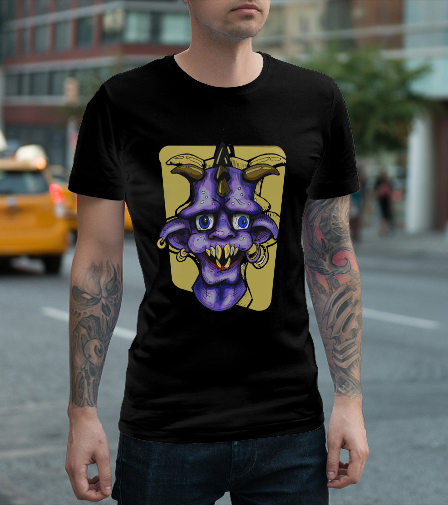 Zombiex One Purple Demon Creature With Horns And Piercings T-Shirt