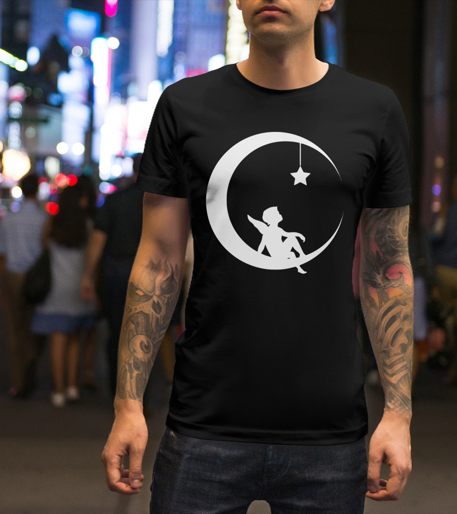 Angel On A Crescent Moon With Hanging Star T-Shirt