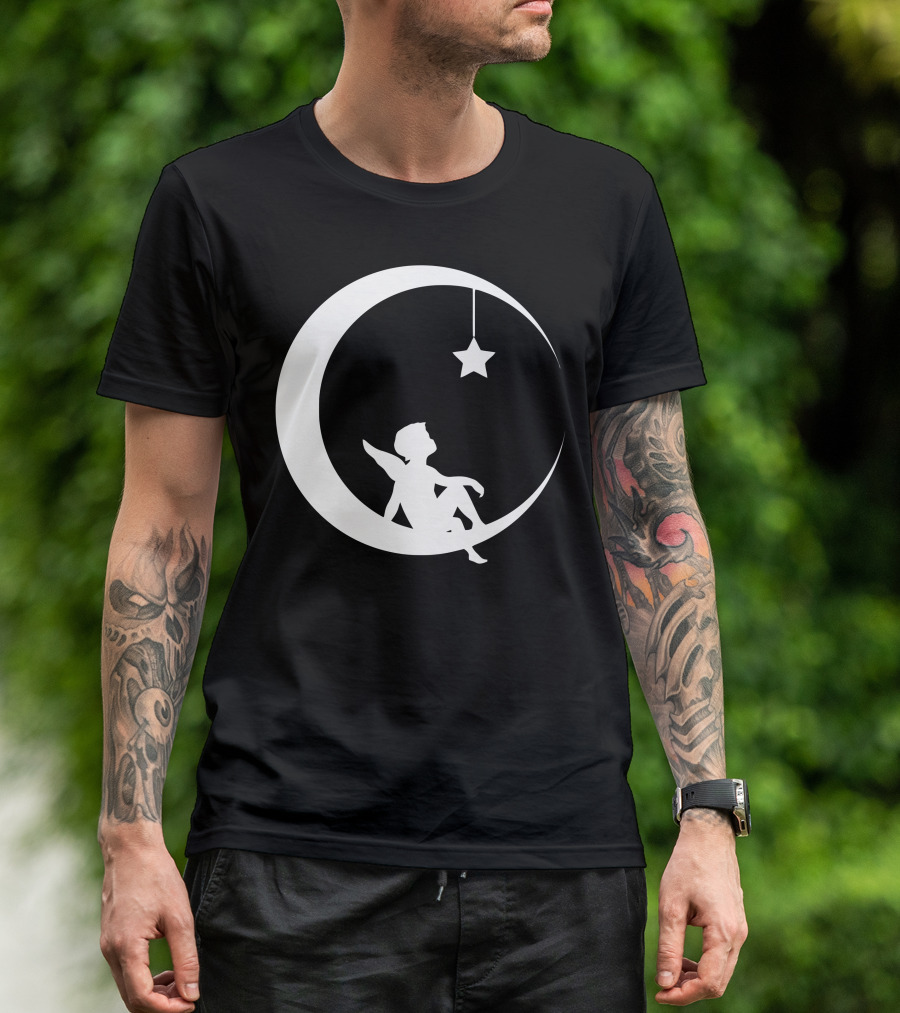 Angel On A Crescent Moon With Hanging Star T-Shirt