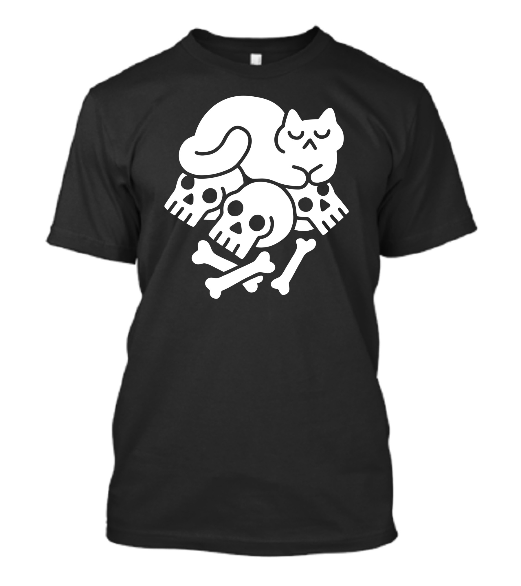 Cat Sleeping On Skulls And Bones T-Shirt