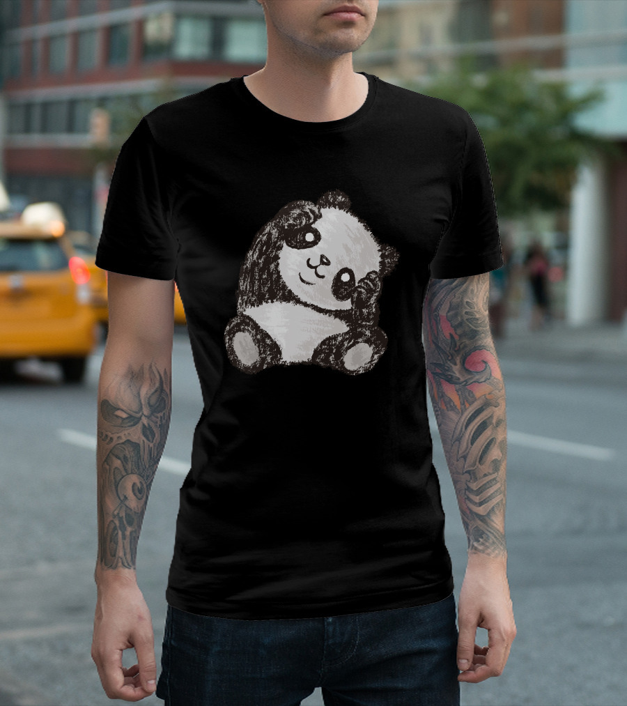 Adorable Fluffy Cute Panda Sketch T-Shirt