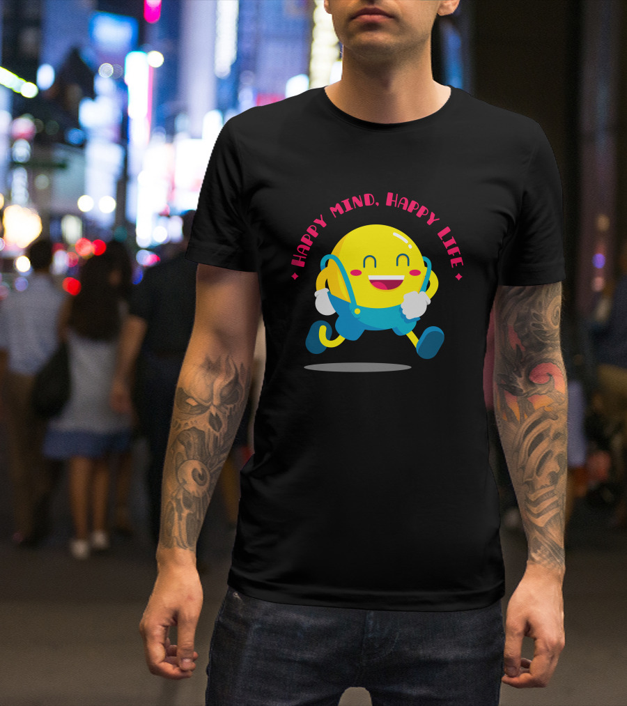 Happy Mind Happy Life Emoji Character T-Shirt
