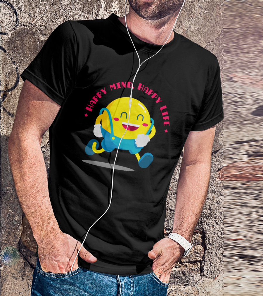 Happy Mind Happy Life Emoji Character T-Shirt