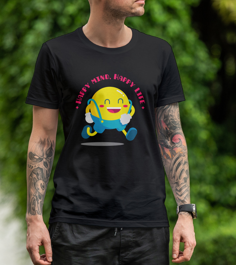 Happy Mind Happy Life Emoji Character T-Shirt