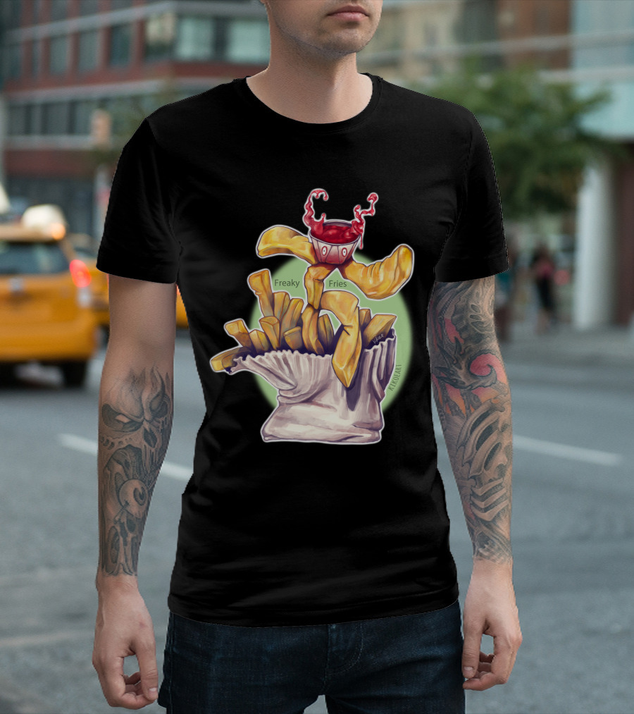 Freaky Fries Surreal Ketchup Monster French Fries T-Shirt