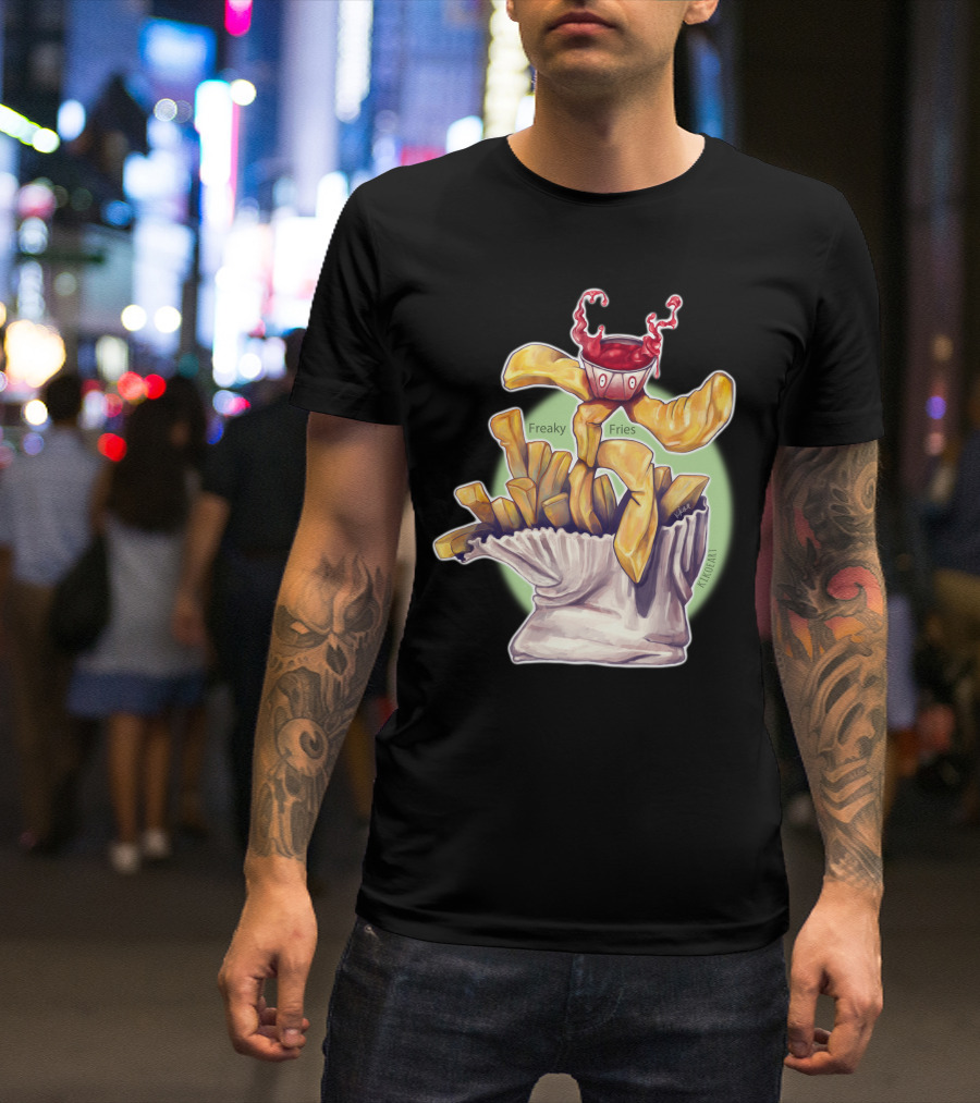Freaky Fries Surreal Ketchup Monster French Fries T-Shirt
