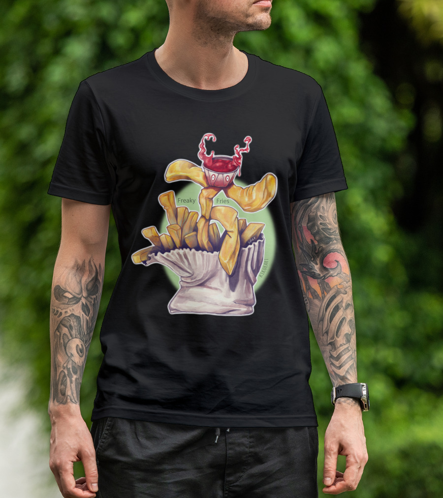 Freaky Fries Surreal Ketchup Monster French Fries T-Shirt