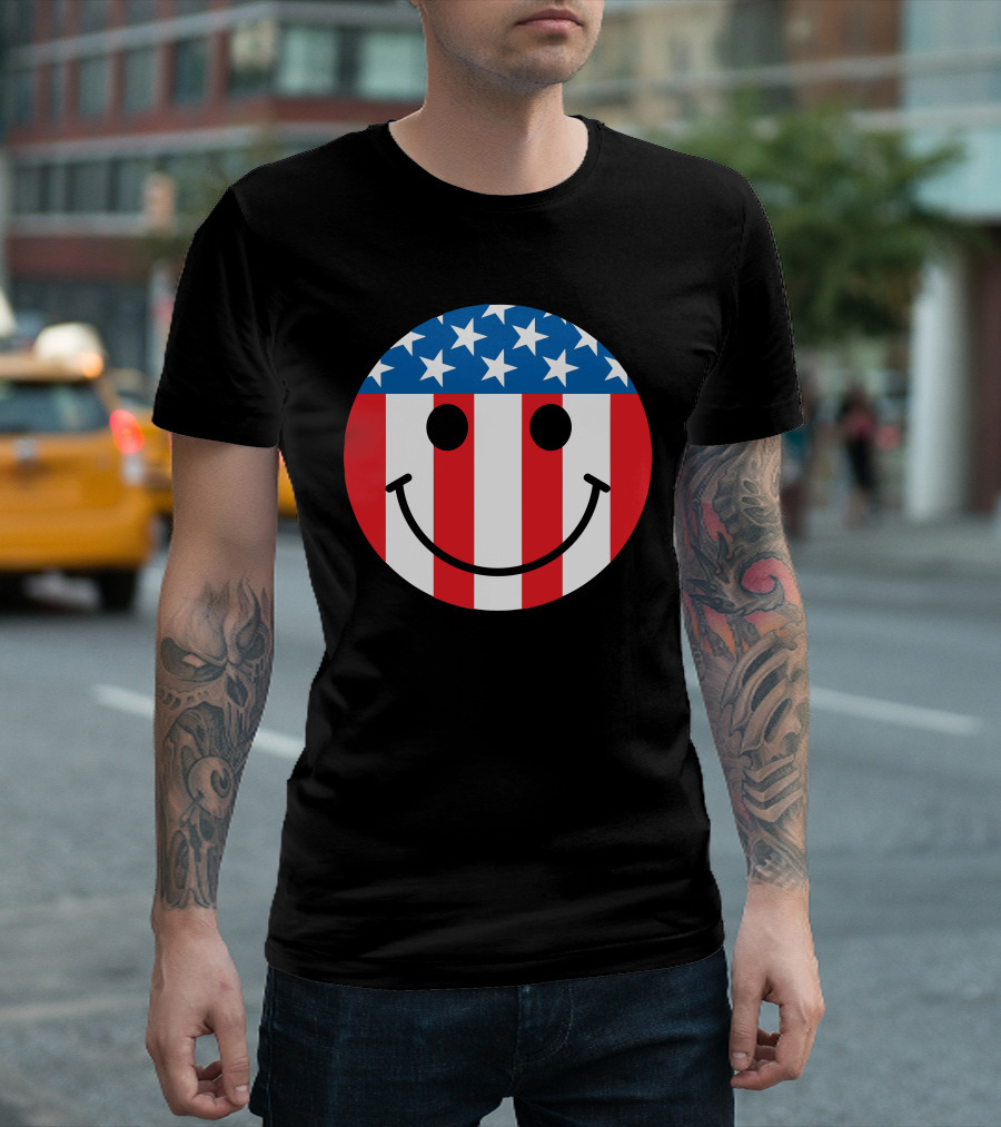 Flag USA Smiley Face T-Shirt